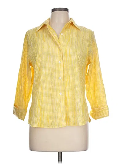 Pre-owned Foxcroft 3/4 Sleeve Button Down Shirt In Yellow