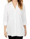 Foxcroft Pamela Stretch Button-up Tunic In White