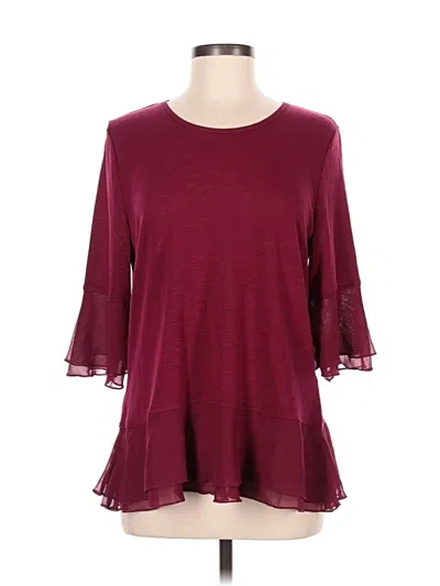 Pre-owned Foxcroft 3/4 Sleeve T-shirt In Burgundy