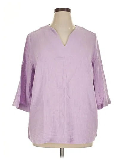 Pre-owned Foxcroft 3/4 Sleeve T-shirt In Purple