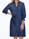 Foxcroft Abby Belted Long Sleeve Shirtdress In Multi