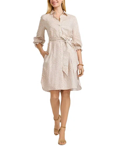 Foxcroft Abby Giraffe Linen-blend Shirtdress In Neutral