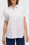 Foxcroft Abigail Short Sleeve Button-up Shirt In White