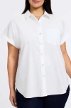 Foxcroft Abigail Short Sleeve Button-up Shirt In White