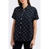 Foxcroft Abigail Short Sleeve Cotton Button-up Shirt In Blue