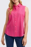 Foxcroft Ada Mixed Stitch Sleeveless Shirt In Pink Flambe