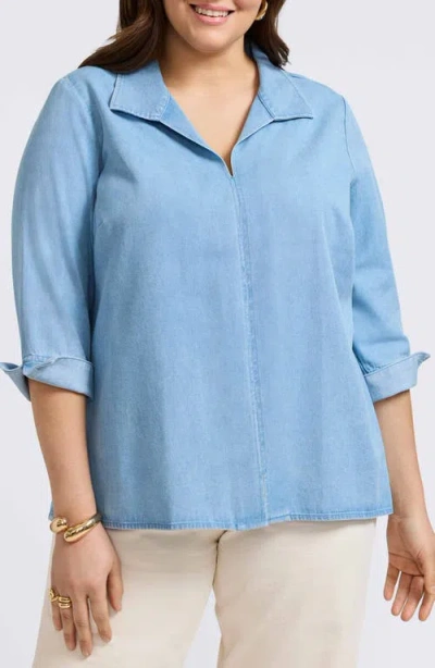 Foxcroft Agnes Denim Shirt In Bleach Wash