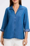 Foxcroft Agnes Denim Shirt In Medium Wash