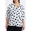Foxcroft Agnes Dot Print Three-quarter Sleeve Popover Top