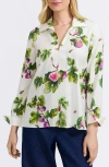 Foxcroft Agnes Figs Print Stretch Cotton Popover Top