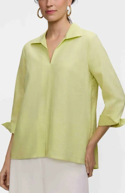 Foxcroft Agnes Linen Blend Top In Green