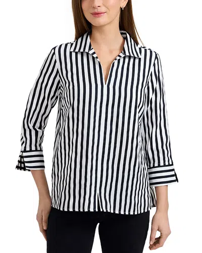 FOXCROFT AGNES LONG SLEEVE STRIPED COTTON SHIRT