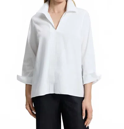 Foxcroft Agnes No Iron Stretch Popover Blouse In White