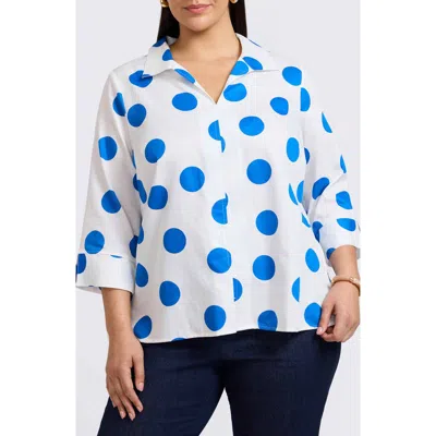 FOXCROFT FOXCROFT AGNES POLKA DOT COTTON POPOVER TOP