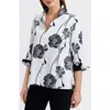 Foxcroft Agnes Poppy Print Three-quarter Sleeve Popover Top