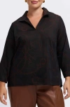 Foxcroft Agnes Print Popover Top In Black