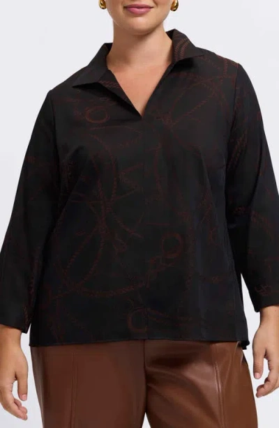 Foxcroft Agnes Print Popover Top In Black