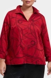 Foxcroft Agnes Print Popover Top In Red