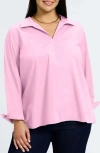 Foxcroft Agnes Smocked Cuff Blouse In Bubblegum