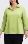 Foxcroft Agnes Smocked Cuff Blouse In Green