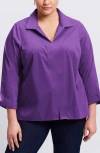 Foxcroft Agnes Smocked Cuff Blouse In Purple Topaz