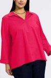 Foxcroft Agnes Smocked Cuff Blouse In Raspberry