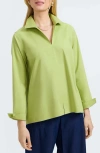 Foxcroft Agnes Split Cuff Popover Blouse In Green