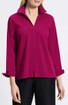 Foxcroft Agnes Split Cuff Popover Blouse In Sangria