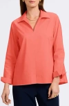 Foxcroft Agnes Split Cuff Popover Blouse In Tangerine