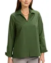 Foxcroft Agnes Split Cuff Popover Blouse In Basil