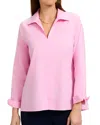 Foxcroft Agnes Split Cuff Popover Blouse In Bubblegum