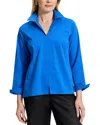 Foxcroft Agnes Split Cuff Popover Blouse In Cobalt Blue