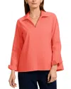 Foxcroft Agnes Split Cuff Popover Blouse In Tangerine