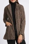 Foxcroft Alana Crinkle Cotton Blend Gingham Jacket In Almond/black