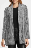 Foxcroft Alana Crinkle Cotton Blend Gingham Jacket In Black/white