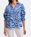 Foxcroft Zoey Cotton Button-up Shirt In Blue