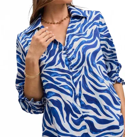 FOXCROFT ALEXIS BLOUSE IN BLUE