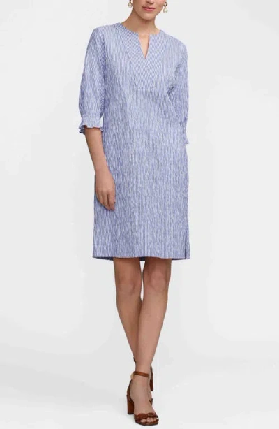 Foxcroft Alicia Crinkle Jacquard Dress In Blue