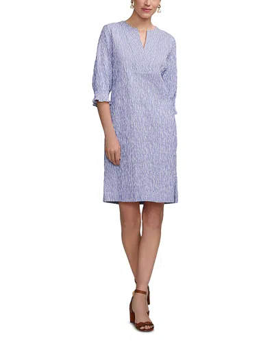 Foxcroft Alicia Crinkle Jacquard Dress In Blue