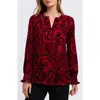 Foxcroft Alicia Paisley Velour Popover Top In Multi