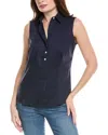 Foxcroft Ashley Linen-blend Shirt In Blue