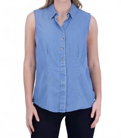 Foxcroft Ashley Sleeveless Shirt In Blue
