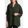 Foxcroft Aspyn Cable Stitch Snap Front Knit Cape In Dark Green