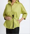 Foxcroft Avery No Iron Stretch Matte Sateen Long Sleeve Shirt In Chartreuse In Green