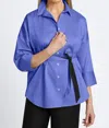 Foxcroft Avery No Iron Stretch Matte Sateen Long Sleeve Shirt In Lapis In Purple