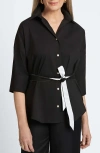 Foxcroft Avery Stretch Button-up Shirt In Black