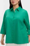 Foxcroft Beatrice Side Button Shirt In Green