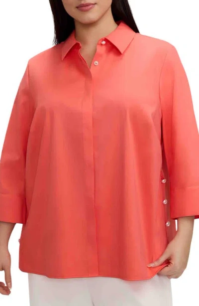 Foxcroft Beatrice Side Button Shirt In Red