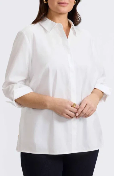 Foxcroft Beatrice Side Button Shirt In White