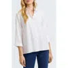 Foxcroft Beatrice Side Button Shirt In White
